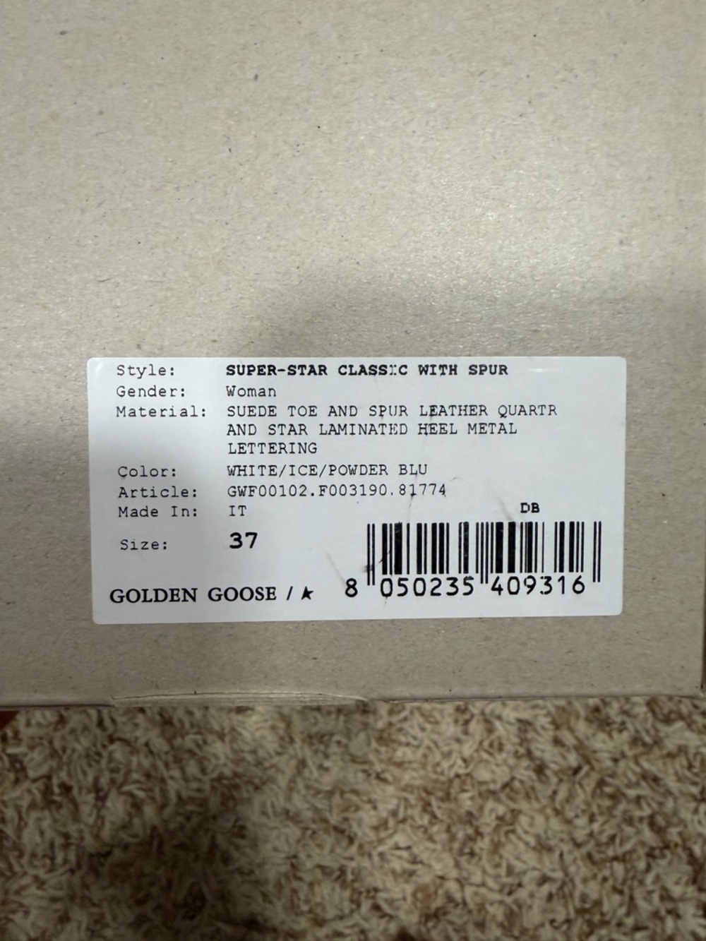 Golden Goose Super Star Low White Sneakers with Blue Star and Pink Laces - Picture 3 of 3